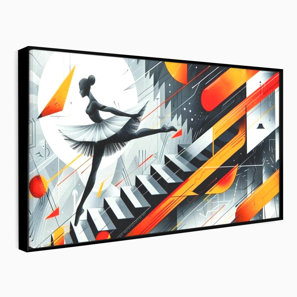 Leinwand Wandkunst Canvas Premium, LuxCanva® G1115, Ballett im Kosmos, Clape, Ballerina, Rhythmus, Flug, Symphonie, Visuell, Anmut, Treppe, Treppe, Universum, Wohnen, Schlafzimmer