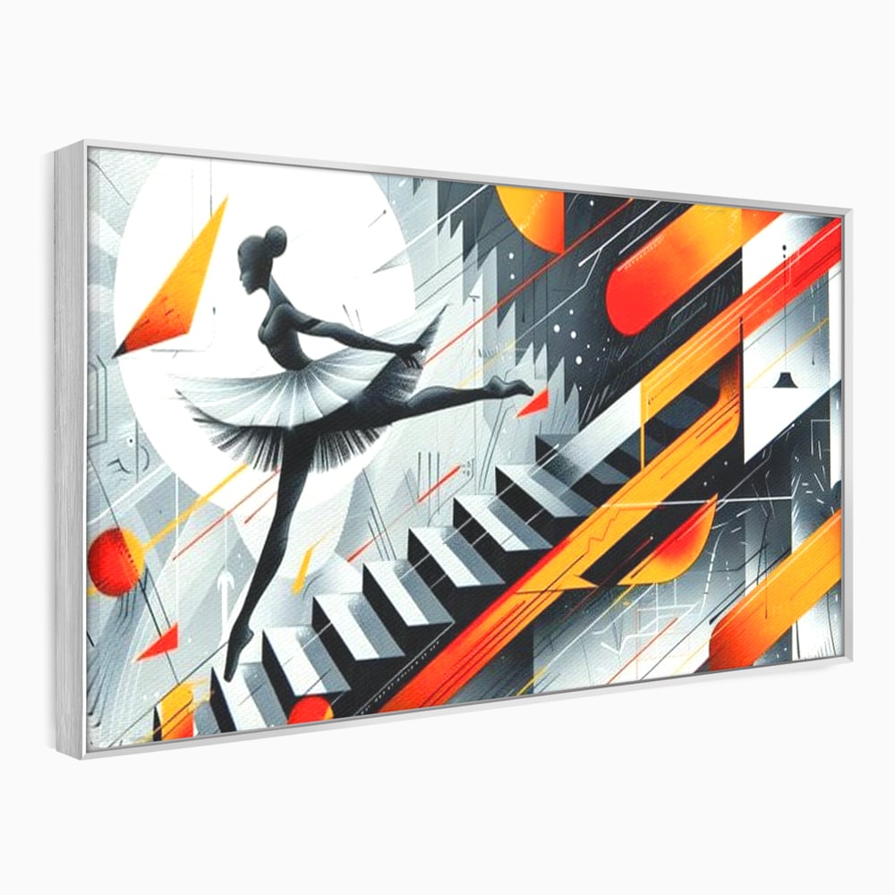 Leinwand Wandkunst Canvas Premium, LuxCanva® G1115, Ballett im Kosmos, Clape, Ballerina, Rhythmus, Flug, Symphonie, Visuell, Anmut, Treppe, Treppe, Universum, Wohnen, Schlafzimmer