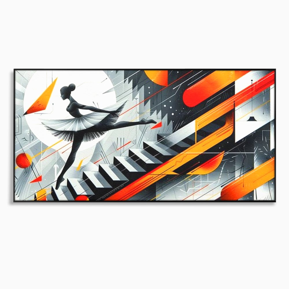 Leinwand Wandkunst Canvas Premium, LuxCanva® G1115, Ballett im Kosmos, Clape, Ballerina, Rhythmus, Flug, Symphonie, Visuell, Anmut, Treppe, Treppe, Universum, Wohnen, Schlafzimmer
