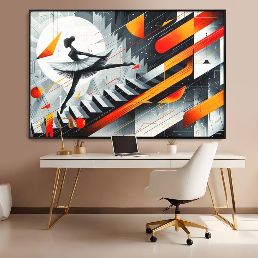 Leinwand Wandkunst Canvas Premium, LuxCanva® G1115, Ballett im Kosmos, Clape, Ballerina, Rhythmus, Flug, Symphonie, Visuell, Anmut, Treppe, Treppe, Universum, Wohnen, Schlafzimmer