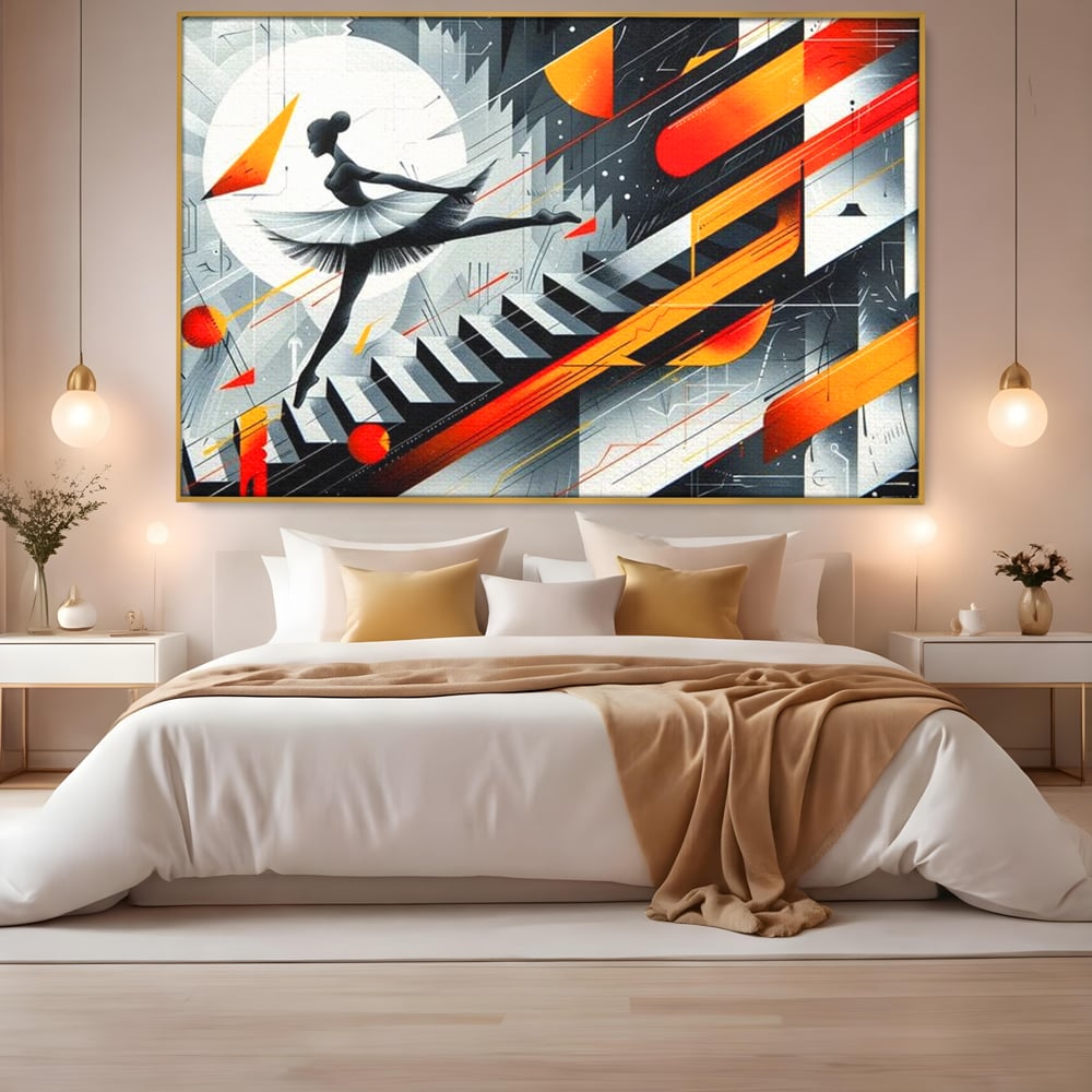 Leinwand Wandkunst Canvas Premium, LuxCanva® G1115, Ballett im Kosmos, Clape, Ballerina, Rhythmus, Flug, Symphonie, Visuell, Anmut, Treppe, Treppe, Universum, Wohnen, Schlafzimmer