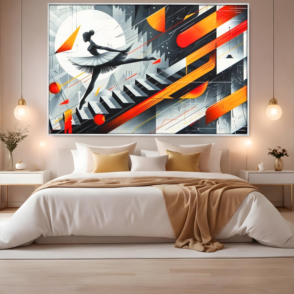 Leinwand Wandkunst Canvas Premium, LuxCanva® G1115, Ballett im Kosmos, Clape, Ballerina, Rhythmus, Flug, Symphonie, Visuell, Anmut, Treppe, Treppe, Universum, Wohnen, Schlafzimmer