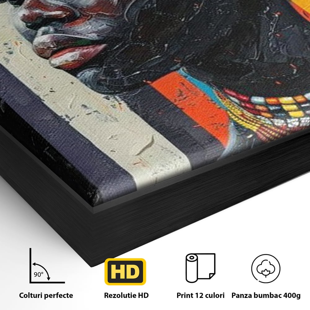 Leinwand Premium Canvas Wandkunst, LuxCanva® G1118, Afrikanische Geschichte, Farben, Perlen, Stammesgeschichte, Kontraste, Geist, Perlen, Geist, Identität, Profil, Eleganz, Wohnen, Schlafzimmer