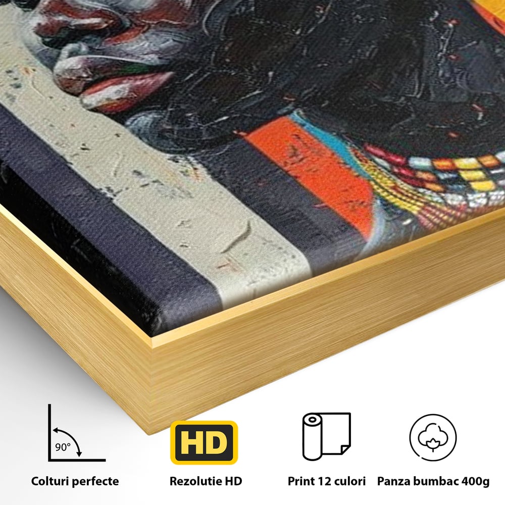 Leinwand Premium Canvas Wandkunst, LuxCanva® G1118, Afrikanische Geschichte, Farben, Perlen, Stammesgeschichte, Kontraste, Geist, Perlen, Geist, Identität, Profil, Eleganz, Wohnen, Schlafzimmer
