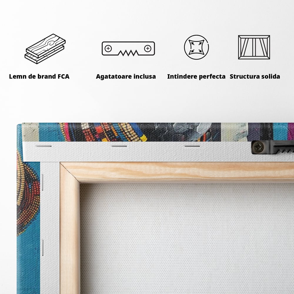 Leinwand Premium Canvas Wandkunst, LuxCanva® G1118, Afrikanische Geschichte, Farben, Perlen, Stammesgeschichte, Kontraste, Geist, Perlen, Geist, Identität, Profil, Eleganz, Wohnen, Schlafzimmer