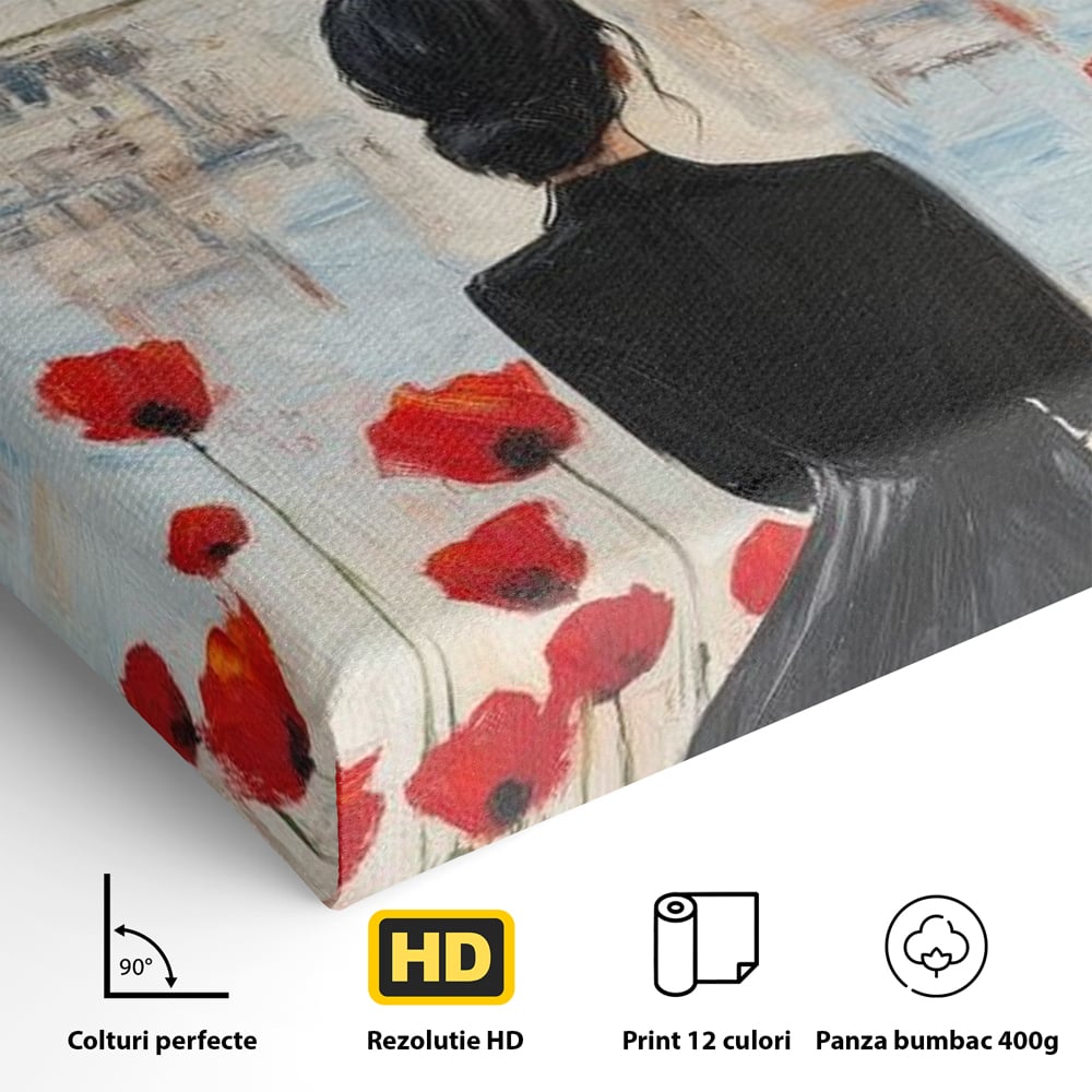 Tablou Canvas Premium, LuxCanva® G1120, Vis la Budapesta, Maci, Flori, Palat, Oras, Dunare, Rosu, Visare, Tacere, Femeie, Living, Dormitor