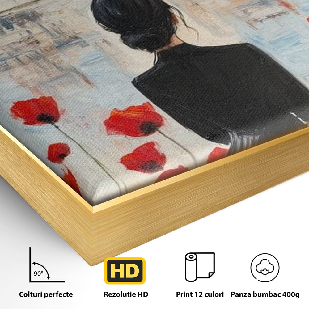 Tablou Canvas Premium, LuxCanva® G1120, Vis la Budapesta, Maci, Flori, Palat, Oras, Dunare, Rosu, Visare, Tacere, Femeie, Living, Dormitor
