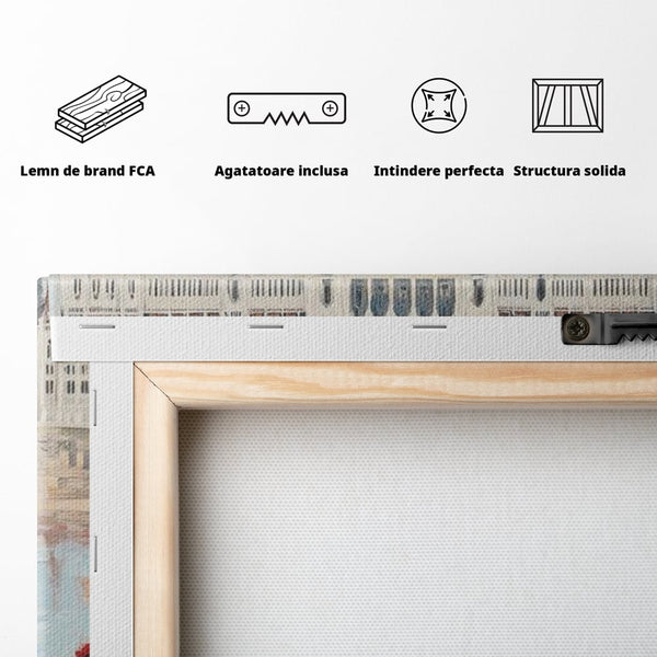 Tablou Canvas Premium, LuxCanva® G1120, Vis la Budapesta, Maci, Flori, Palat, Oras, Dunare, Rosu, Visare, Tacere, Femeie, Living, Dormitor