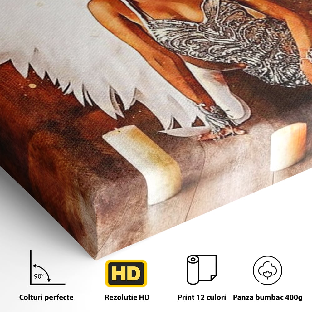 Tablou Canvas Premium, LuxCanva® G1122, Ingerul Seductiei, Inger, Aripi, Foc, Mister, Lumanari, Divin, Aura, Dramatic, Flacari, Gratie, Lumina, Living, Dormitor