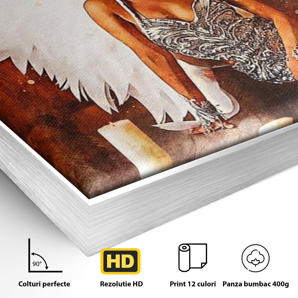 Tablou Canvas Premium, LuxCanva® G1122, Ingerul Seductiei, Inger, Aripi, Foc, Mister, Lumanari, Divin, Aura, Dramatic, Flacari, Gratie, Lumina, Living, Dormitor