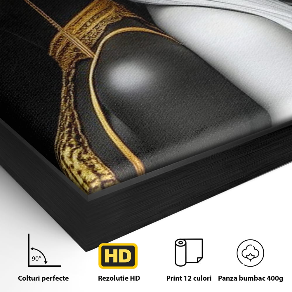 Tablou Canvas Premium, LuxCanva® G1124, Lumini si Umbre, Contrast, Alb, Negru, Dualitate, Feminina, Argint, Yin, Yang, Aur, Fete, Living, Dormitor