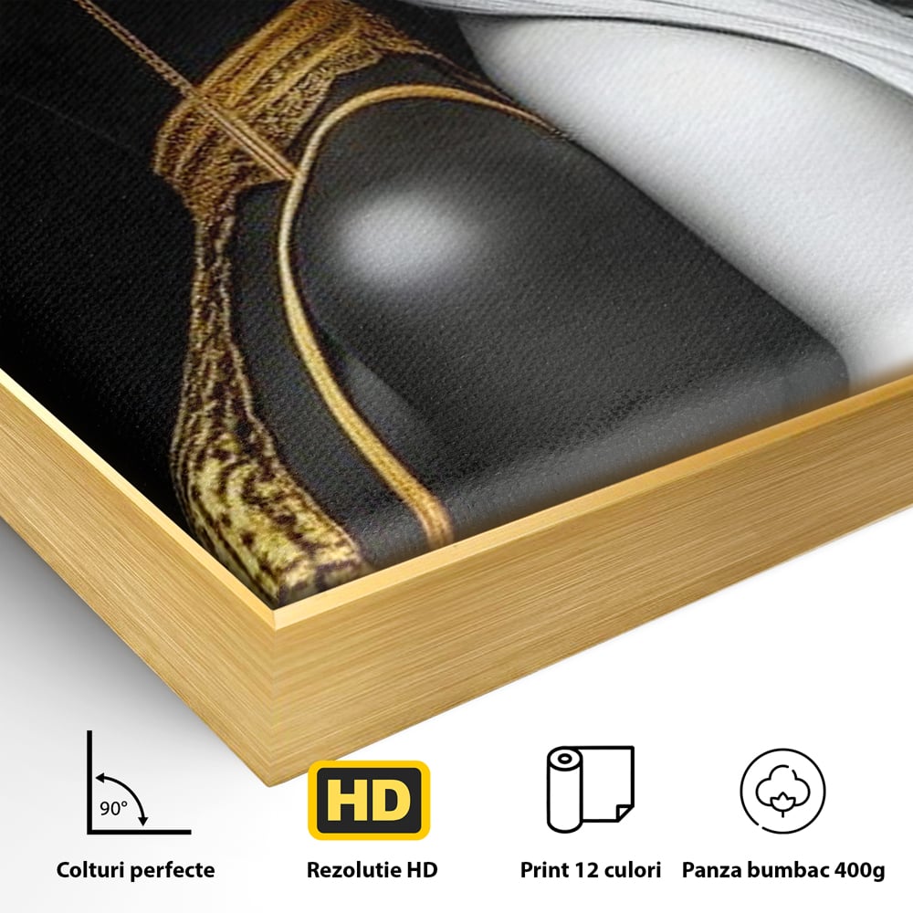 Tablou Canvas Premium, LuxCanva® G1124, Lumini si Umbre, Contrast, Alb, Negru, Dualitate, Feminina, Argint, Yin, Yang, Aur, Fete, Living, Dormitor