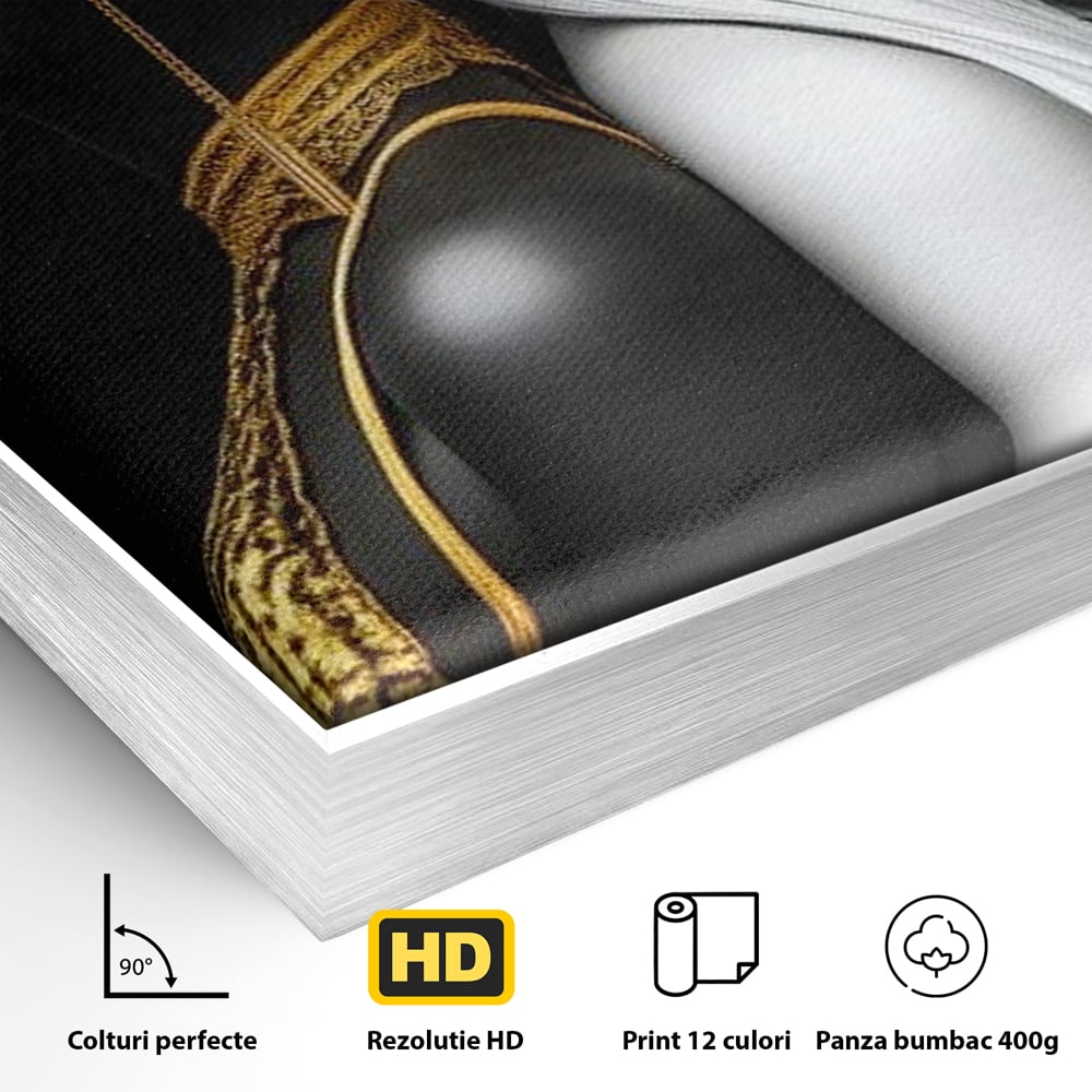 Tablou Canvas Premium, LuxCanva® G1124, Lumini si Umbre, Contrast, Alb, Negru, Dualitate, Feminina, Argint, Yin, Yang, Aur, Fete, Living, Dormitor