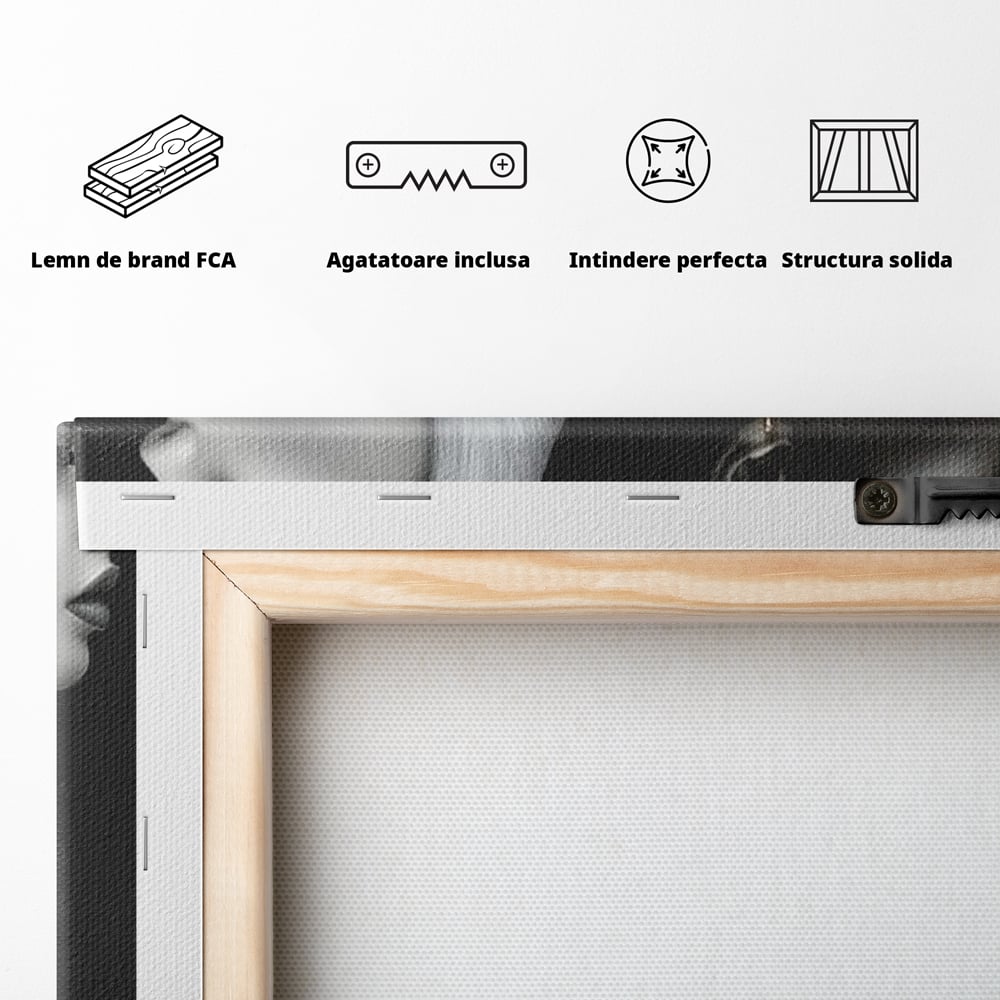 Tablou Canvas Premium, LuxCanva® G1124, Lumini si Umbre, Contrast, Alb, Negru, Dualitate, Feminina, Argint, Yin, Yang, Aur, Fete, Living, Dormitor