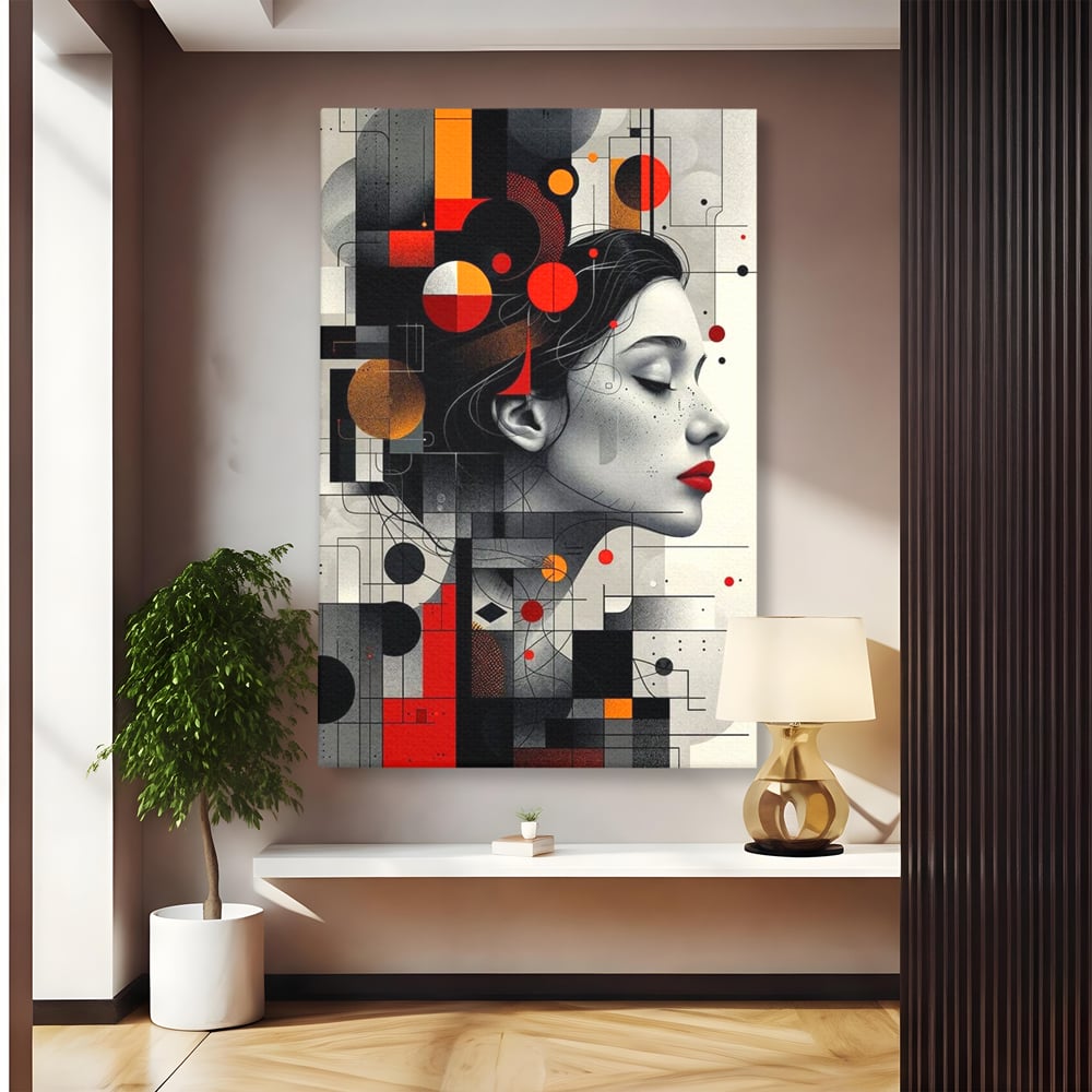 Tablou Canvas Premium, LuxCanva® G1125, Arhitectura Gandului, Abstract, Geometric, Digital, Tehnologie, Suflet, Visare, Neuronal, Conexiune, Living, Dormitor