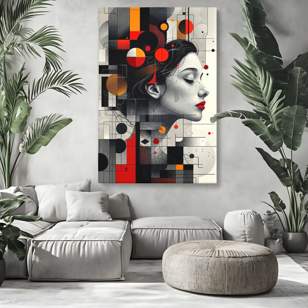 Tablou Canvas Premium, LuxCanva® G1125, Arhitectura Gandului, Abstract, Geometric, Digital, Tehnologie, Suflet, Visare, Neuronal, Conexiune, Living, Dormitor