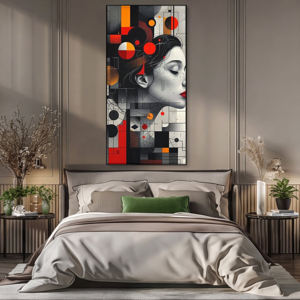 Tablou Canvas Premium, LuxCanva® G1125, Arhitectura Gandului, Abstract, Geometric, Digital, Tehnologie, Suflet, Visare, Neuronal, Conexiune, Living, Dormitor