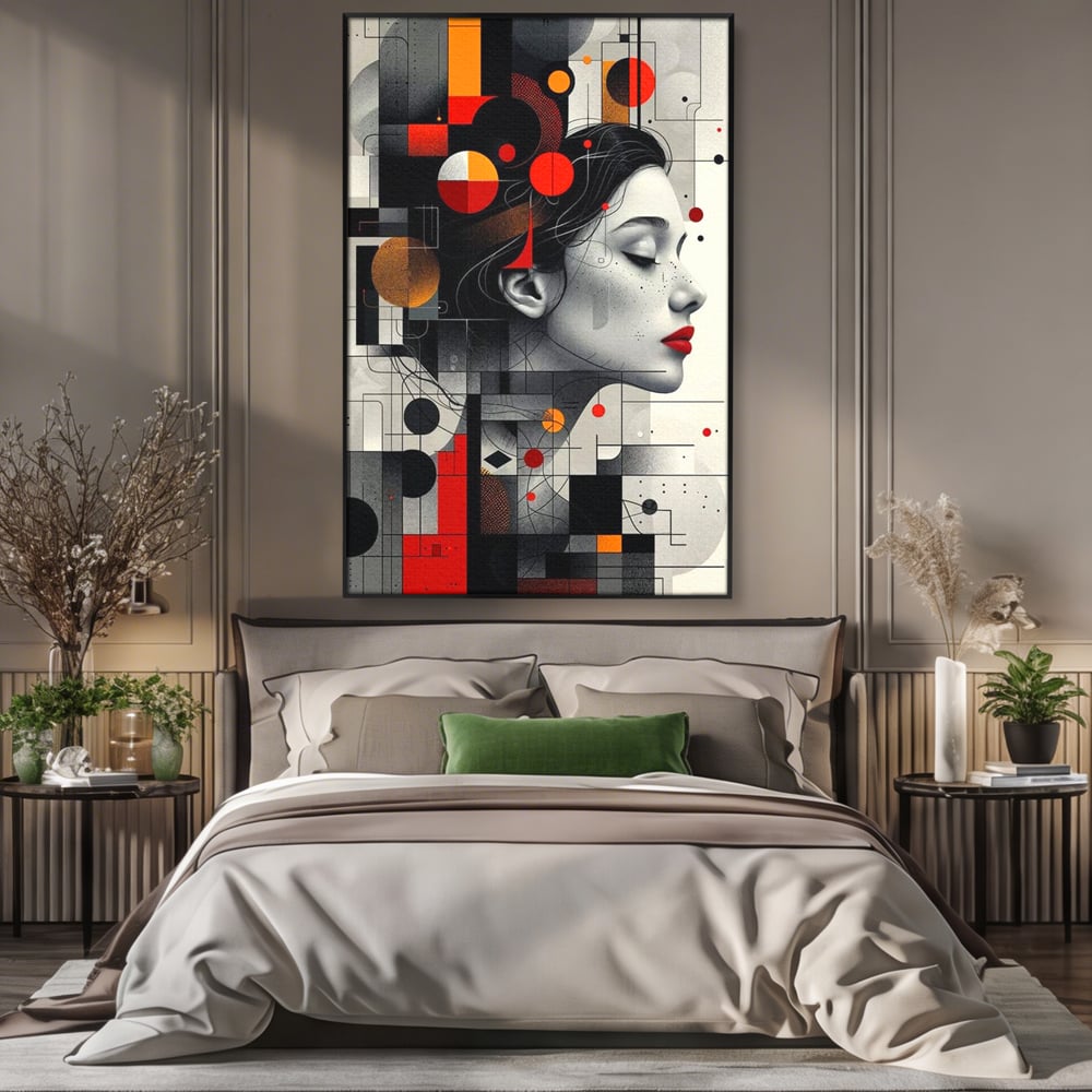 Tablou Canvas Premium, LuxCanva® G1125, Arhitectura Gandului, Abstract, Geometric, Digital, Tehnologie, Suflet, Visare, Neuronal, Conexiune, Living, Dormitor