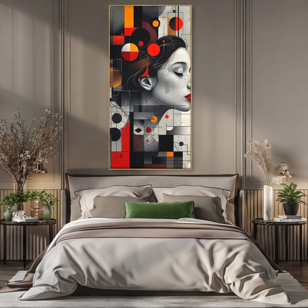 Tablou Canvas Premium, LuxCanva® G1125, Arhitectura Gandului, Abstract, Geometric, Digital, Tehnologie, Suflet, Visare, Neuronal, Conexiune, Living, Dormitor