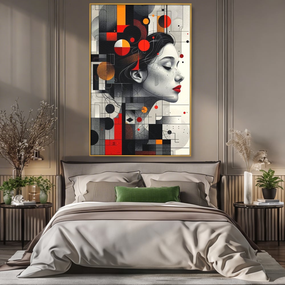 Tablou Canvas Premium, LuxCanva® G1125, Arhitectura Gandului, Abstract, Geometric, Digital, Tehnologie, Suflet, Visare, Neuronal, Conexiune, Living, Dormitor
