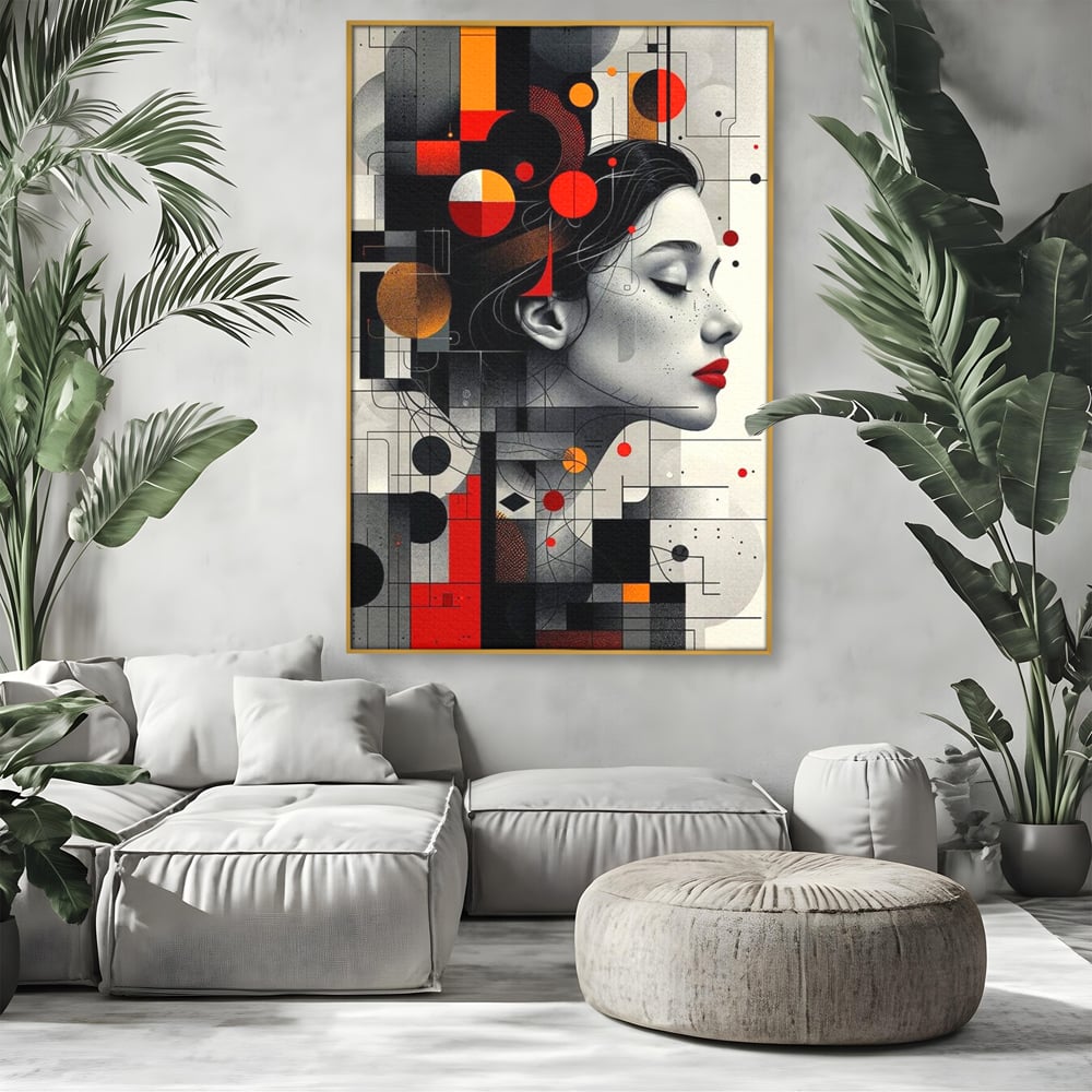 Tablou Canvas Premium, LuxCanva® G1125, Arhitectura Gandului, Abstract, Geometric, Digital, Tehnologie, Suflet, Visare, Neuronal, Conexiune, Living, Dormitor