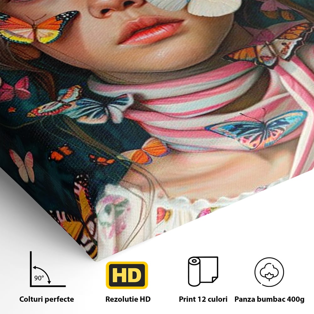 Tablou Canvas Premium, LuxCanva® G1127, Copilarie in Zbor,  Fluturi, Copil, Fata, Fantezie, Inocenta, Libertate, Visare, Emotie, Magie, Copilarie, Living, Dormitor