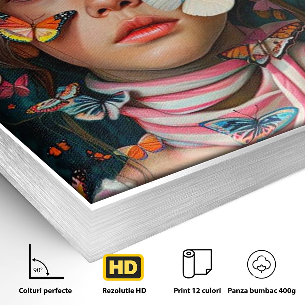 Tablou Canvas Premium, LuxCanva® G1127, Copilarie in Zbor,  Fluturi, Copil, Fata, Fantezie, Inocenta, Libertate, Visare, Emotie, Magie, Copilarie, Living, Dormitor