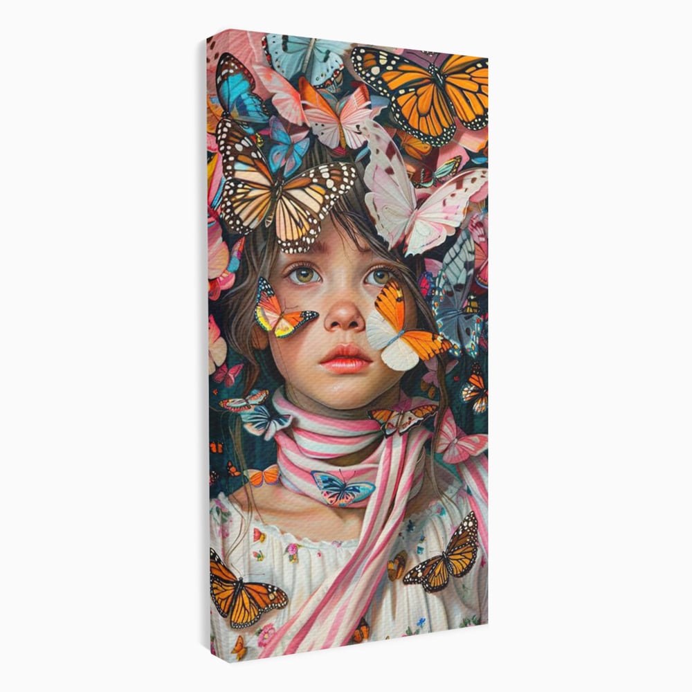 Tablou Canvas Premium, LuxCanva® G1127, Copilarie in Zbor,  Fluturi, Copil, Fata, Fantezie, Inocenta, Libertate, Visare, Emotie, Magie, Copilarie, Living, Dormitor