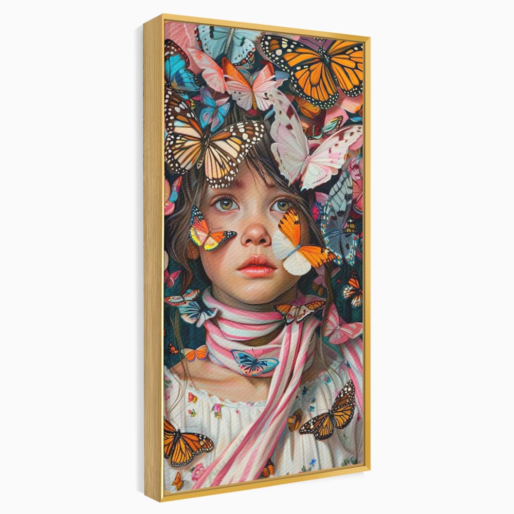 Tablou Canvas Premium, LuxCanva® G1127, Copilarie in Zbor,  Fluturi, Copil, Fata, Fantezie, Inocenta, Libertate, Visare, Emotie, Magie, Copilarie, Living, Dormitor