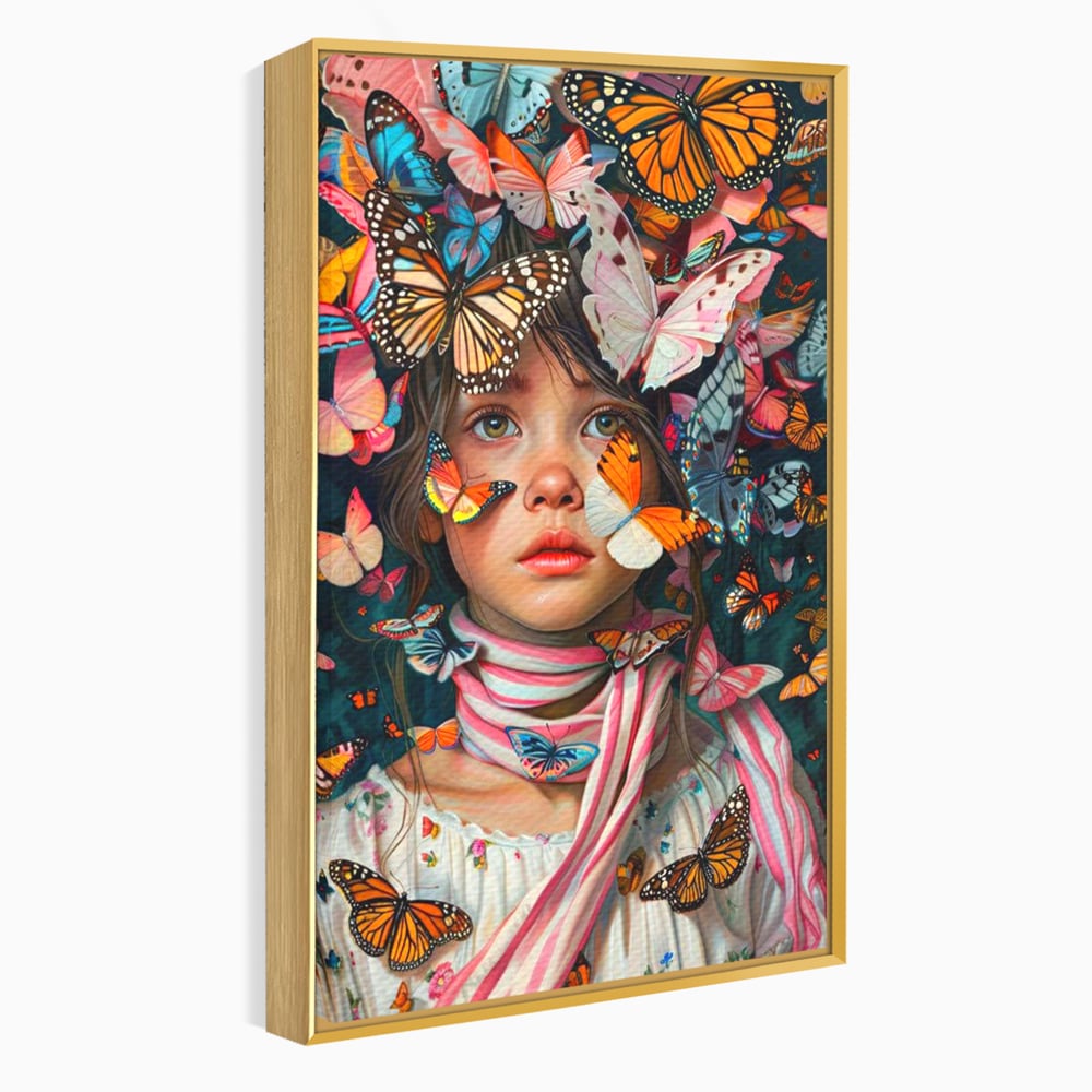 Tablou Canvas Premium, LuxCanva® G1127, Copilarie in Zbor,  Fluturi, Copil, Fata, Fantezie, Inocenta, Libertate, Visare, Emotie, Magie, Copilarie, Living, Dormitor