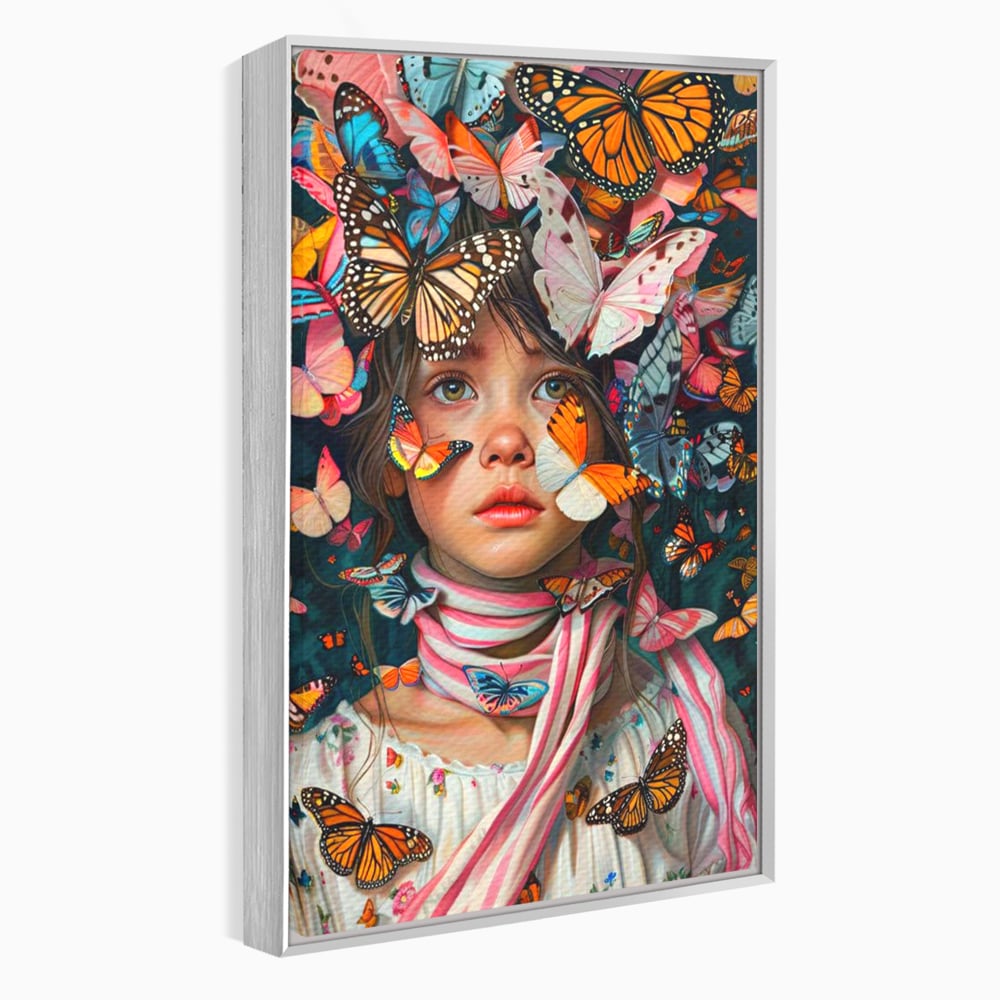 Tablou Canvas Premium, LuxCanva® G1127, Copilarie in Zbor,  Fluturi, Copil, Fata, Fantezie, Inocenta, Libertate, Visare, Emotie, Magie, Copilarie, Living, Dormitor