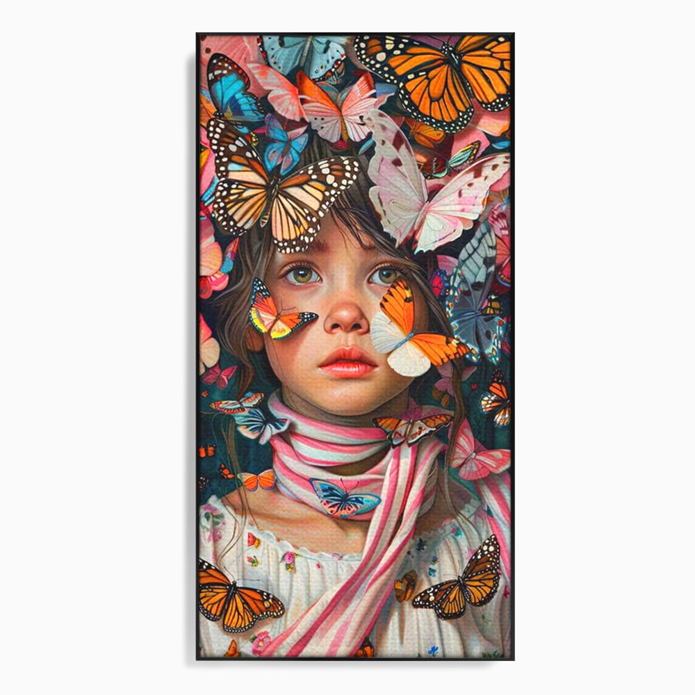 Tablou Canvas Premium, LuxCanva® G1127, Copilarie in Zbor,  Fluturi, Copil, Fata, Fantezie, Inocenta, Libertate, Visare, Emotie, Magie, Copilarie, Living, Dormitor