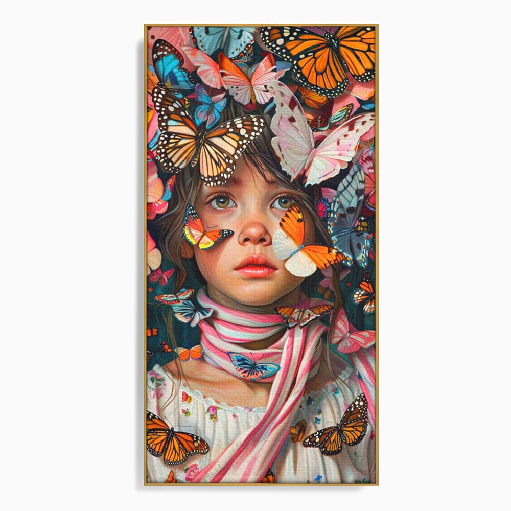 Tablou Canvas Premium, LuxCanva® G1127, Copilarie in Zbor,  Fluturi, Copil, Fata, Fantezie, Inocenta, Libertate, Visare, Emotie, Magie, Copilarie, Living, Dormitor
