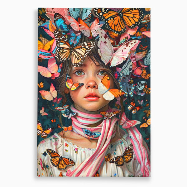 Tablou Canvas Premium, LuxCanva® G1127, Copilarie in Zbor,  Fluturi, Copil, Fata, Fantezie, Inocenta, Libertate, Visare, Emotie, Magie, Copilarie, Living, Dormitor
