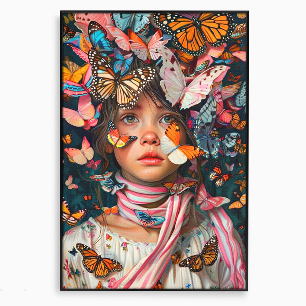 Tablou Canvas Premium, LuxCanva® G1127, Copilarie in Zbor,  Fluturi, Copil, Fata, Fantezie, Inocenta, Libertate, Visare, Emotie, Magie, Copilarie, Living, Dormitor