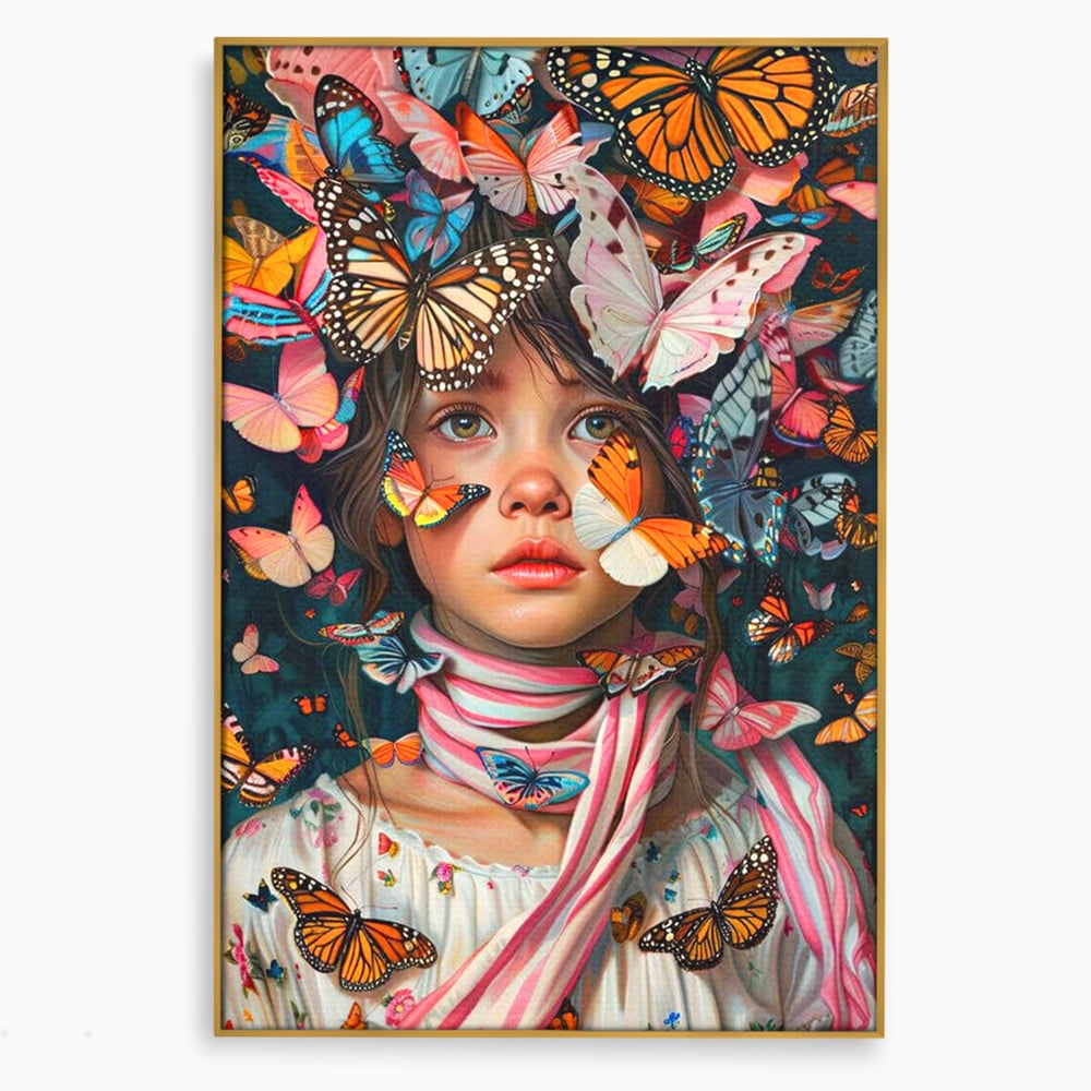 Tablou Canvas Premium, LuxCanva® G1127, Copilarie in Zbor,  Fluturi, Copil, Fata, Fantezie, Inocenta, Libertate, Visare, Emotie, Magie, Copilarie, Living, Dormitor