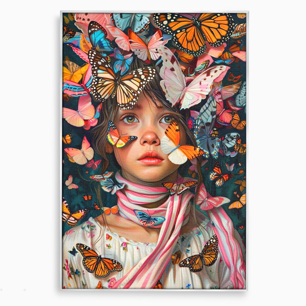 Tablou Canvas Premium, LuxCanva® G1127, Copilarie in Zbor,  Fluturi, Copil, Fata, Fantezie, Inocenta, Libertate, Visare, Emotie, Magie, Copilarie, Living, Dormitor