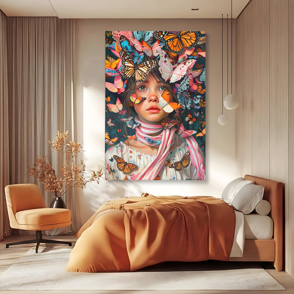 Tablou Canvas Premium, LuxCanva® G1127, Copilarie in Zbor,  Fluturi, Copil, Fata, Fantezie, Inocenta, Libertate, Visare, Emotie, Magie, Copilarie, Living, Dormitor