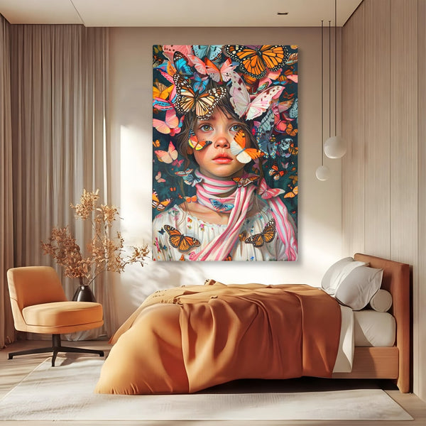Tablou Canvas Premium, LuxCanva® G1127, Copilarie in Zbor,  Fluturi, Copil, Fata, Fantezie, Inocenta, Libertate, Visare, Emotie, Magie, Copilarie, Living, Dormitor