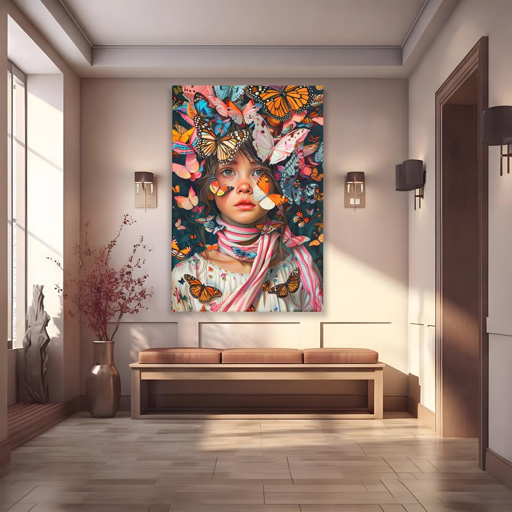 Tablou Canvas Premium, LuxCanva® G1127, Copilarie in Zbor,  Fluturi, Copil, Fata, Fantezie, Inocenta, Libertate, Visare, Emotie, Magie, Copilarie, Living, Dormitor
