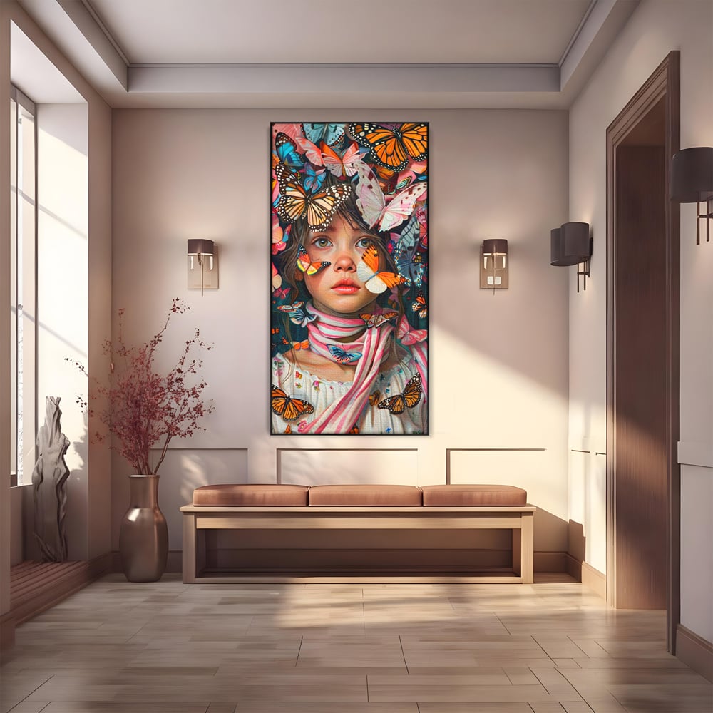 Tablou Canvas Premium, LuxCanva® G1127, Copilarie in Zbor,  Fluturi, Copil, Fata, Fantezie, Inocenta, Libertate, Visare, Emotie, Magie, Copilarie, Living, Dormitor