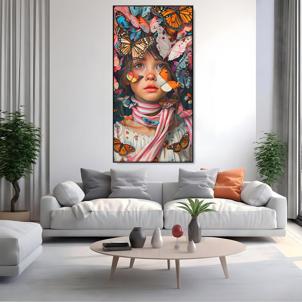 Tablou Canvas Premium, LuxCanva® G1127, Copilarie in Zbor,  Fluturi, Copil, Fata, Fantezie, Inocenta, Libertate, Visare, Emotie, Magie, Copilarie, Living, Dormitor
