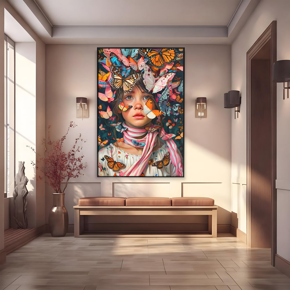 Tablou Canvas Premium, LuxCanva® G1127, Copilarie in Zbor,  Fluturi, Copil, Fata, Fantezie, Inocenta, Libertate, Visare, Emotie, Magie, Copilarie, Living, Dormitor