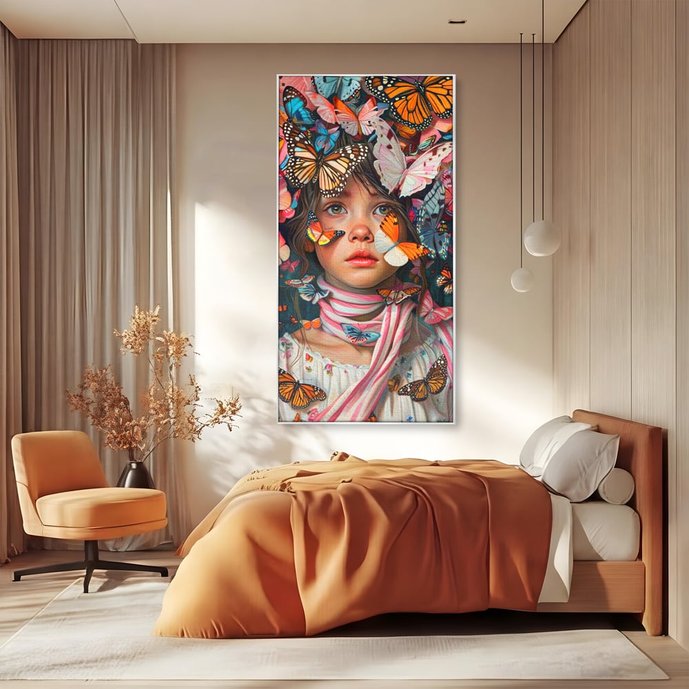 Tablou Canvas Premium, LuxCanva® G1127, Copilarie in Zbor,  Fluturi, Copil, Fata, Fantezie, Inocenta, Libertate, Visare, Emotie, Magie, Copilarie, Living, Dormitor
