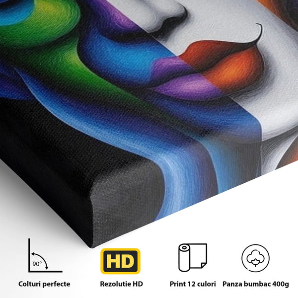 Tablou Canvas Premium, LuxCanva® G1128, Puterea din Intuneric, Razboinica, Tribal, Forta, Dramatism, Lupta, Mister, Contraste, Privire, Salbatica, Living, Dormitor