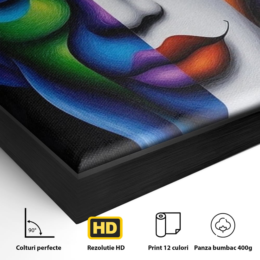 Tablou Canvas Premium, LuxCanva® G1128, Puterea din Intuneric, Razboinica, Tribal, Forta, Dramatism, Lupta, Mister, Contraste, Privire, Salbatica, Living, Dormitor