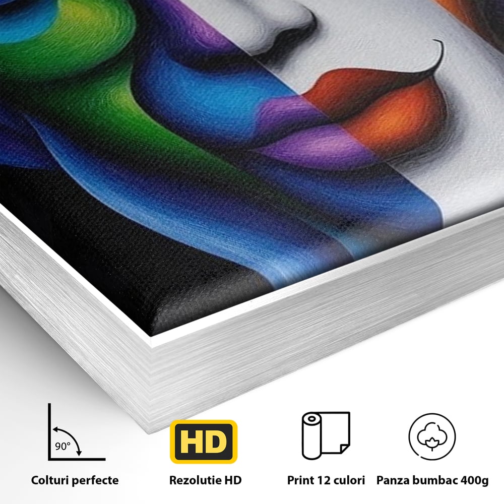 Tablou Canvas Premium, LuxCanva® G1128, Puterea din Intuneric, Razboinica, Tribal, Forta, Dramatism, Lupta, Mister, Contraste, Privire, Salbatica, Living, Dormitor