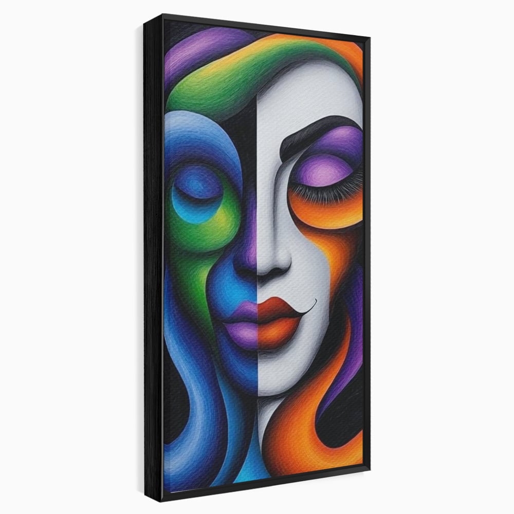 Tablou Canvas Premium, LuxCanva® G1128, Puterea din Intuneric, Razboinica, Tribal, Forta, Dramatism, Lupta, Mister, Contraste, Privire, Salbatica, Living, Dormitor