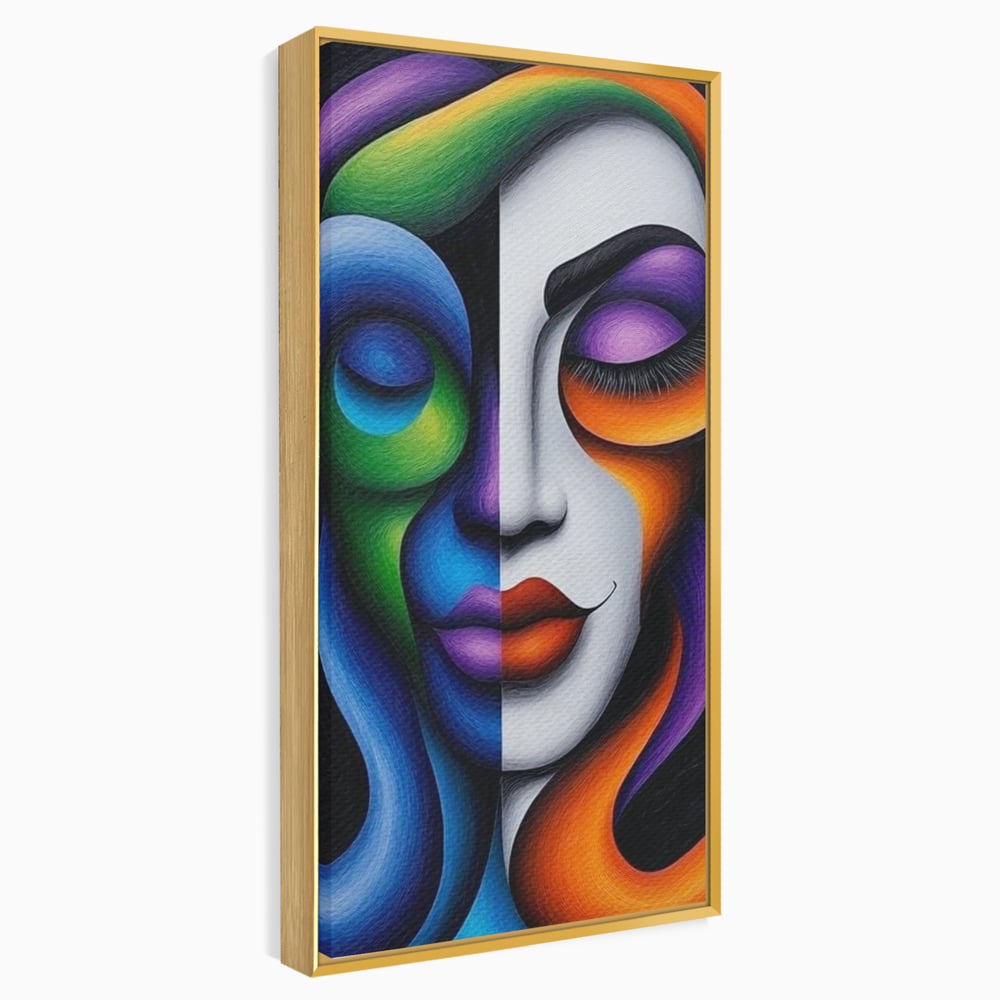 Tablou Canvas Premium, LuxCanva® G1128, Puterea din Intuneric, Razboinica, Tribal, Forta, Dramatism, Lupta, Mister, Contraste, Privire, Salbatica, Living, Dormitor
