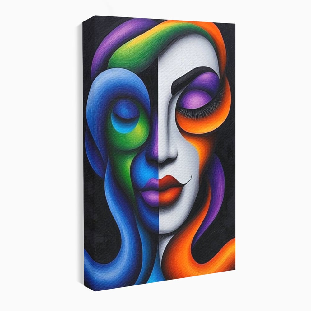 Tablou Canvas Premium, LuxCanva® G1128, Puterea din Intuneric, Razboinica, Tribal, Forta, Dramatism, Lupta, Mister, Contraste, Privire, Salbatica, Living, Dormitor